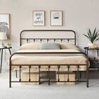 Queen Size Bed Vintage Antique Iron Metal Headboard Footboard Frame Bronze Style