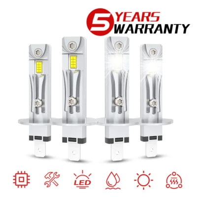 For Jaguar X-Type 2002-2008 H1+H1 LED Lights High & Low Beam Bulbs Kit 6000K - Image 1 of 4