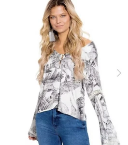 NWT Somedays Lovin Taking Flight Blouse small Womens Top Bell Sleeve Shirt - Picture 1 of 8