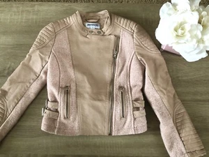 Coffee Shop Kids Faux Leather/Polyester/Wool Mauve/Pink Jacket Kids Med - Picture 1 of 9