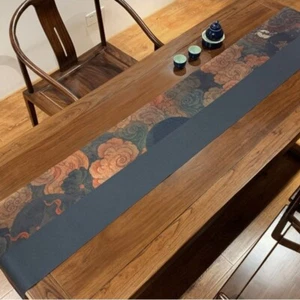 Chinese Retro Tea Tablecloth Zen Art Faux Linen Waterproof Table Runner Home - Picture 1 of 9
