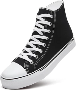 Men'S High Top Canvas Sneakers Lace up Classic Casual Walking Shoes - Picture 1 of 12