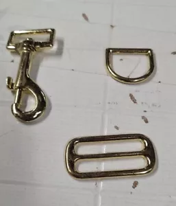 Swivel Snap Hooks for Dog Leash , 1.5" Slides and "D" rings BRASS colored. - Picture 1 of 2