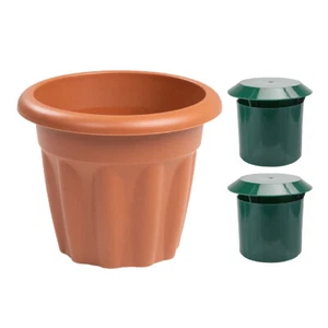 Set of 25cm Round Terracotta Planter + 2 pcs Slug / Snail Trap Pest Catcher Box - Picture 1 of 17