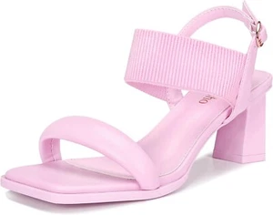 syztsho Heels for Women Chunky Heels Sandals Square Toe Open Pumps Elastic 6.5 - Picture 1 of 6