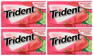 4x Trident Island Berry Lime Flavor Sugar Free Gum With Xylitol American Gum - Picture 1 of 2