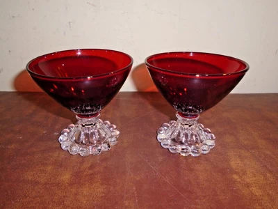2 Anchor Hocking Ruby Red BOOPIE Berwick Berple Sherbet Glasses - Image 1 of 4