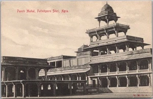 Postal vintage de AGRA, INDIA de los años 1910 "Panch Mahal, Futtehpore Sikri" sin usar - Imagen 1 de 2