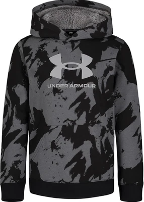 Under Armour Boys Youth Size M Geometric Camo Print Hoodie Black Grey NWOT - Image 1 of 4