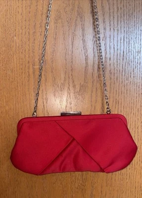 Красный La Regale застежки сумочки официальный Дамская сумка серебряная цепочка через плечо со стразами Snap - Изображение 1 из 4