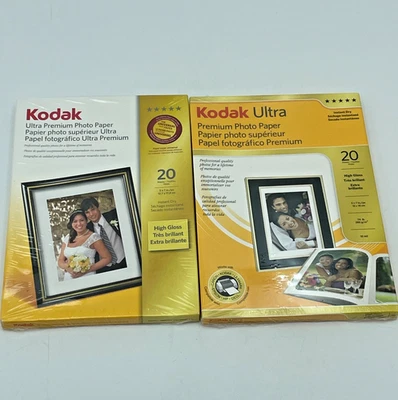 KODAK Ultra Premium Photo Paper 5x7 High Gloss 20 Sheets Each Lot of 2 Sealed - Image 1 of 4