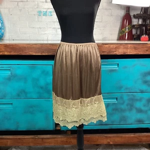 Adorn Lady Lace Skirt Extender Slip Elastic Waist, Double Lace, M - Picture 1 of 12