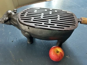Vintage Cast Iron Cow Hibachi Grill BBQ Tabletop Cracker Barrel Rare π - Picture 1 of 17