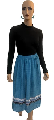 Falda midi vintage años 80 NEW WAVE GEOMÉTRICA TRIÁNGULO verde azulado ventana ¡con bolsillos! Foto 1 de 4