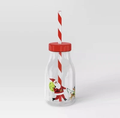 Wondershop Pack de 2 Tazas Botella Leche Navidad con Pajitas - Santa/Perro - NUEVO Foto 1 de 4