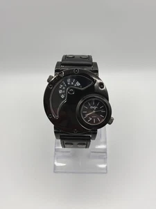 OULM Men's Wrist Watch 9591 Analog Quartz Dual Time Dial Quartz Black Face - Picture 1 of 8