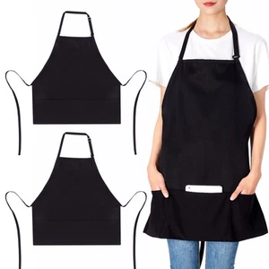 Jubatus 2 Pack 3 Pockets Adjustable Bib Apron Chef Kitchen Cooking Aprons for... - Picture 1 of 7