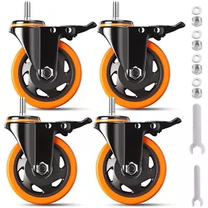 Ruedas giratorias de 4 pulgadas 2200 libras, juego de ruedas de vástago roscado de alta resistencia, 1/2"-13 X - Imagen 1 de 3