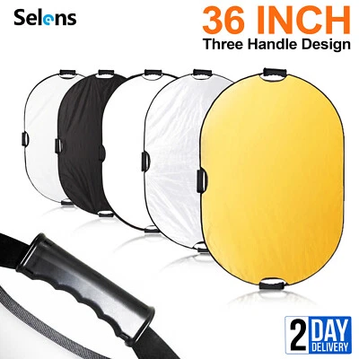 5in1 90cm Collapsible Light Oval Reflector Photo Studio Photography 3 Handle Bag - Image 1 of 4