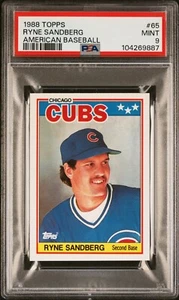 PSA 9 MINT 1988 TOPPS AMERICAN BASEBALL RYNE SANDBERG #65 CUBS 69887 B281 - Picture 1 of 2