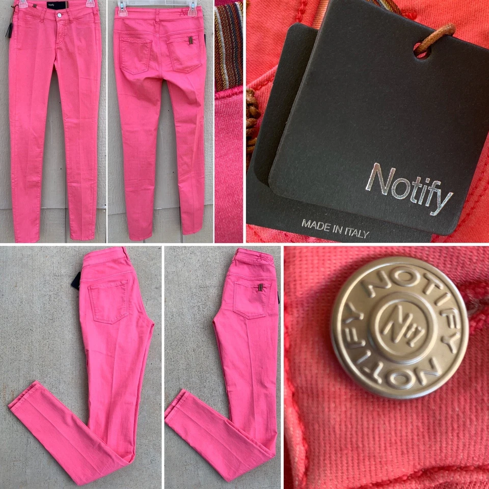 Pantalones de Gabardina Notify Mycelis Fushia Talla 26 (rosa intenso) Hecho en Italia Foto 1 de 4