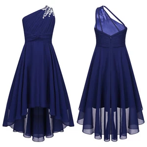 Kids Girls Ball Gown High Waist Evening Chic Dress Chiffon Bridesmaid Proms - Picture 1 of 75