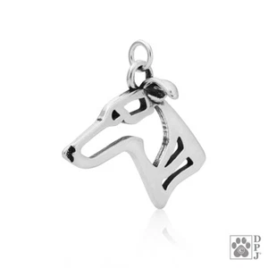 Whippet Necklace, Small Head pendant - recycled .925 Sterling Silver - Picture 1 of 1