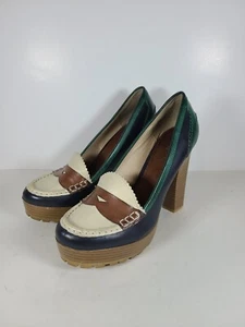MIA Women's Size 9.5 Kayte Colorblock Slip On Ultra High Heel Penny Loafer Pumps - Picture 1 of 9