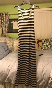 Just Love - L Maxi Dress, T-shirt Tank, Racer Back, Black & Gray Striped / Jrs. - Picture 1 of 9