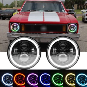 Pair 7inch Round Led Headlight HI/Lo Beam Fit Chevrolet Chevy II/Nova 1969-1978 - Picture 1 of 16