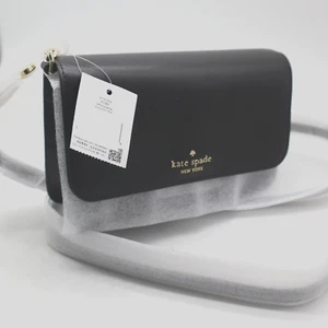 Kate Spade Madison Saffiano Leather Flap Crossbody Bag Black for Women – NEW - Picture 1 of 11