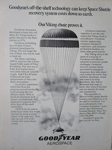 8/1973 PUB GOODYEAR AEROSPACE SPACE SHUTTLE RECOVERY SYSTEM VIKING PARACHUTE AD - Picture 1 of 1