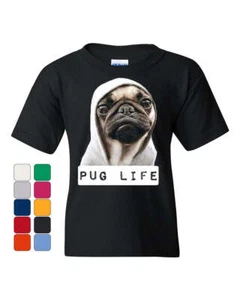 Pug Life Funny Youth T-Shirt Dope Thug Life Dog Parody Hipster Tee - Picture 1 of 8