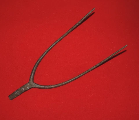 Antique 19th c. Blacksmith Forged Iron Pitchfork American Primitive Garden Tool Cover
