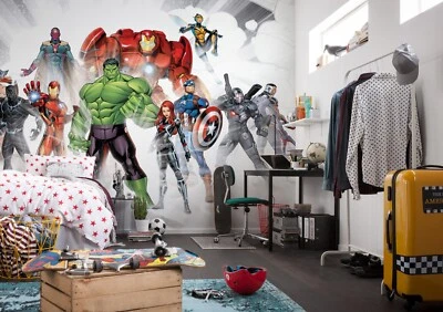 Superheroes WALLPAPER Marvel Avengers 5x2.8m non-woven quality thick WALL MURAL - Image 1 of 4