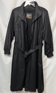 VTG LONDON FOG Trench Coat Womens Size 10 Removable Zip Lining Belted Black USA - Picture 1 of 12