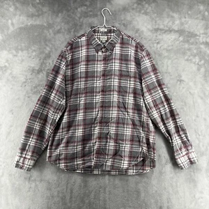 J.Crew Flannel Shirt Mens 2XL Gray Plaid Gorpcore Button Up Classic Pocket Camp - Picture 1 of 15