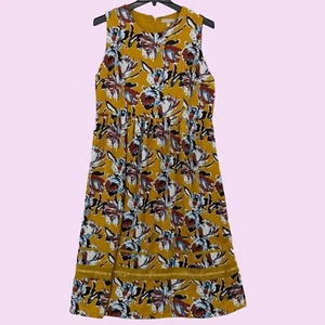 Chelsea28 Floral Mustard Sleeveless Empire Waist Midi Boho Women Dress Size XXL - Picture 1 of 11