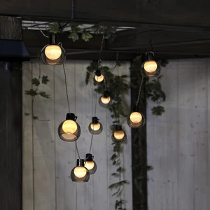 Star Trading Solarlichterkette Smoky, 10 Kugeln, Rauchglas, LED, Dämmerungssenso - Bild 1 von 2