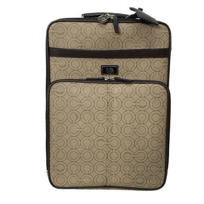 Auth COACH Op Art 77135 Beige Dark Brown PVC Leather - Suitcase - Image 1 of 4
