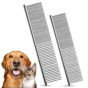2PCS Dog and Cat Brush - Stainless Steel Dog Grooming Comb Deshedding Brush f... - Picture 1 of 8