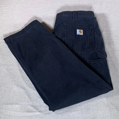 Pantalones de trabajo Carhartt B324 negros calce relajado para hombre 36x29 negros de lona ropa de trabajo duradera Foto 1 de 4