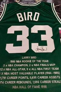 Larry Bird Signed Custom Green Career Stat Celtics Jersey - JSA COA - Picture 1 of 4