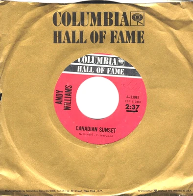 Andy Williams:    Canadian Sunset/ Hawaiian Wedding Song .. 45 RPM 7648 - Image 1 of 3