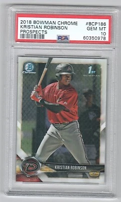 2018 Bowman Chrome #BCP186 Kristian Robinson 1st Prospect PSA 10 - Image 1 of 2