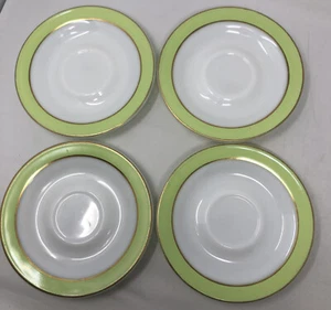Juego de 4 platillos de vidrio de leche con borde de oro 22K verde lima PYREX de colección Grannychic - Imagen 1 de 6