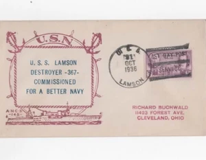 USS Lamson 1936 schönes Leslie E Paulson Gütesiegel - Bild 1 von 2
