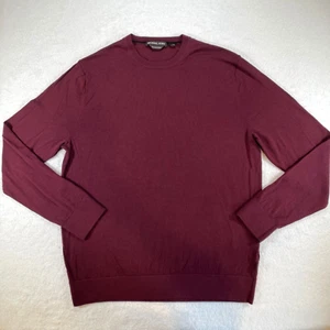 Michael Kors Crew Sweater Mens XL Maroon 100% Extrafine Merino Wool - Picture 1 of 9