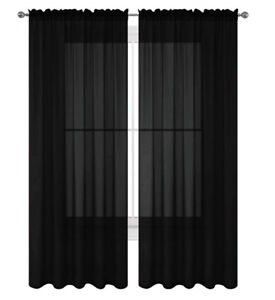 2 Pack Fully Stitched Sheer Window Curtain Panel Drapes 63" 84" 95" 108" 120"L