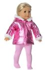 Outerwear, Metallic Magenta Puffer Coat With Fur Trim, For 18-Inch Dolls